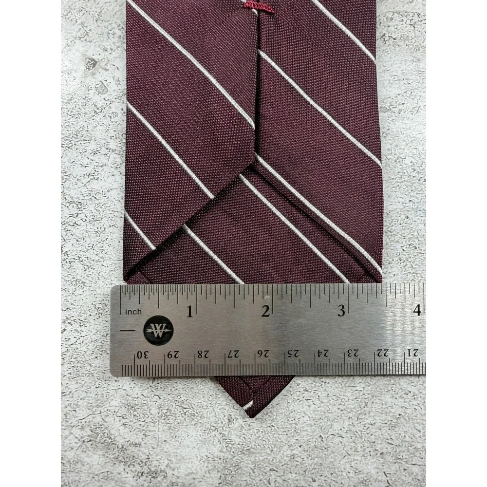 Jos. A. Bank Tie Mens One Size Red Striped 100% Silk Pointed Necktie Signature